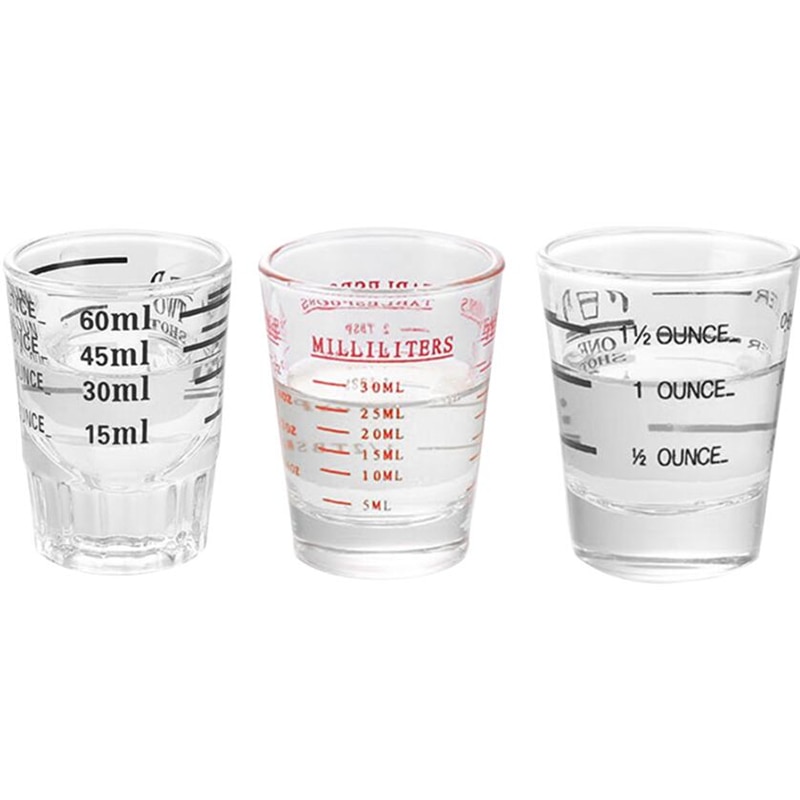 HOMETREE 30/60ML barman szklany kubek z podziałką kubek na herbata mleczna, barman kawy, kuchnia robić baru szklana kubki pomiarowe HNS56