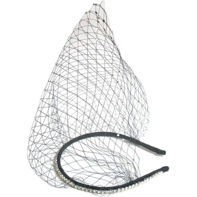 Hvidt pandebånd slør strass hårspænde til brude fuglebur ansigt netmaske hår tilbehør slør charmerende til bryllup fascinator: Stil -3 sort