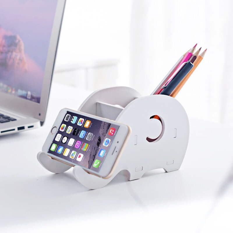 Portable Detachable Pen Holder Phone Stand Desktop Storage Box Organizer Office Accessories Stationery Study INS White Simple