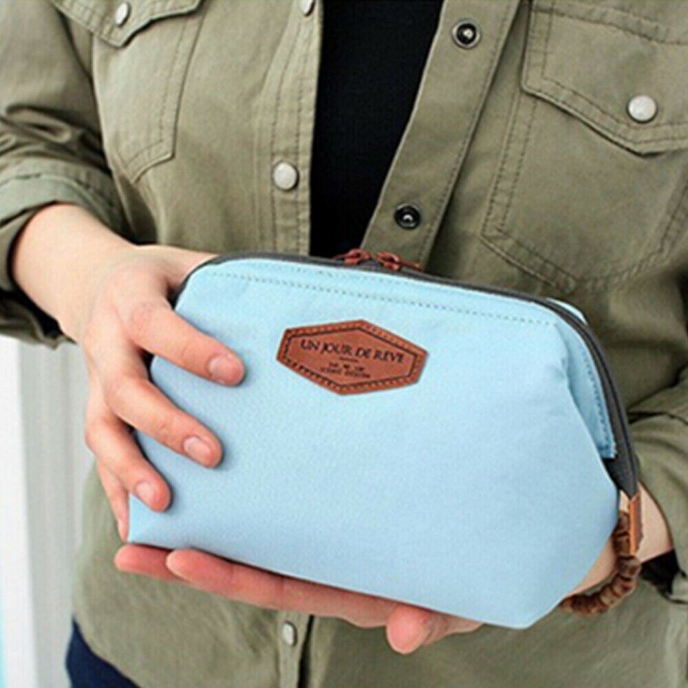 Neceser de viaje para mujer, maquillaje, bolsa de cosméticos, bolso de mano, monederos, estuche cosmético, Mini organizador de maquillaje: Azul