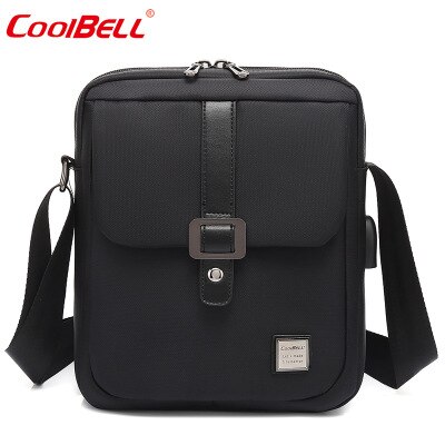 COOLBELL Bag 10inch USB Tablet Bag Multifunction Casual Outdoor Shoulder Bag Portable Waterproof Diagonal Cross Bag: BLACK
