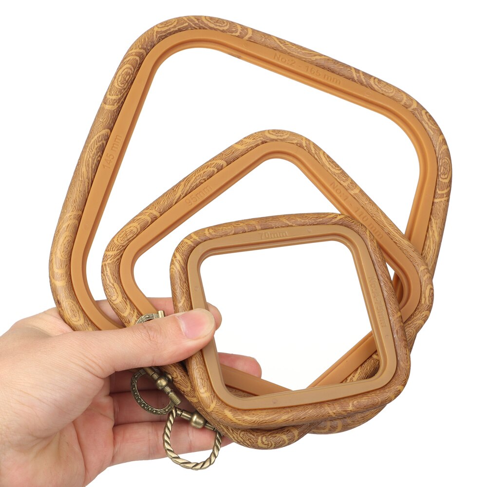 Wood Grain Embroidered Stretch Tool Plastic Octagon Square Embroidery Hoop DIY Crafts Needlecraft Handmade Sewing Accessories