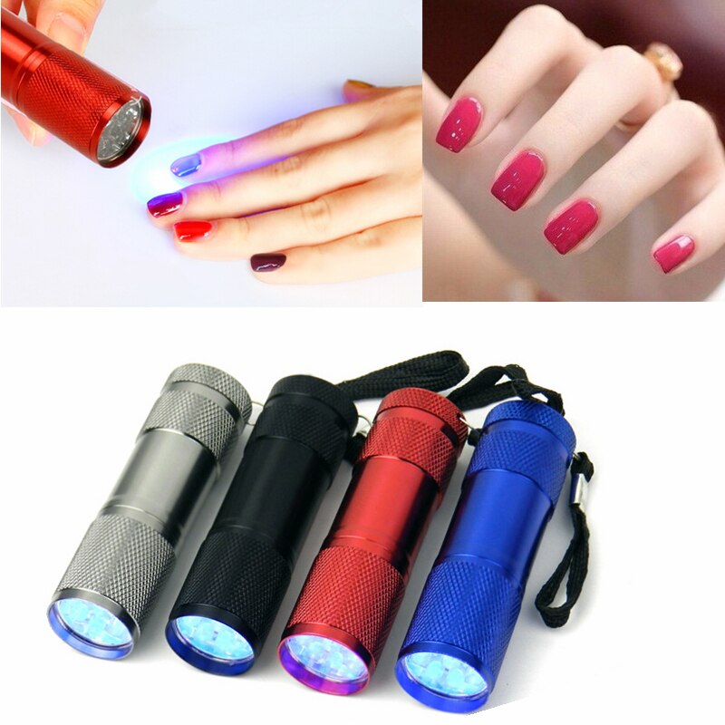 Draagbare Mini Uv 9 Led Paars Licht Nagellak Droger Curing Lamp Zaklamp Fakkel Voor Gel Art Machine Lamp Mini licht Voor Nagels