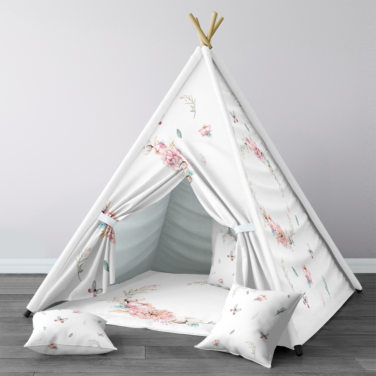 Spelen Tent Voor Kinderen Wigwam Draagbare Indoor Speeltuin Tenten Kinderen Slaapkamers Roze Bloem Krans Vlinder Model 1395