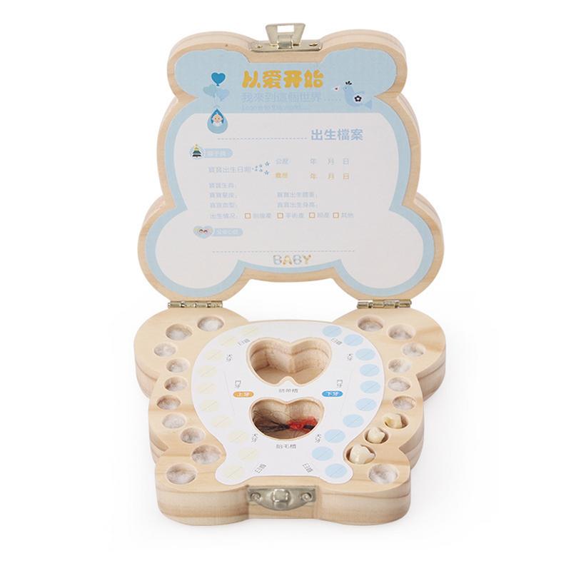 Baby Wood Tooth Box Organizer Milk Teeth Storage Collect Teeth Umbilica House Baby Souvenir Deciduous Box