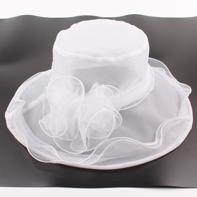 Elegante Dames Hoed Organza Hoed Bruids Hoed Mesh Hoed Party Gelegenheid Hoed Bruiloft Buiten Voor Jurk Vrouwen Zonnehoed cap Voor Vrouwen: WHITE