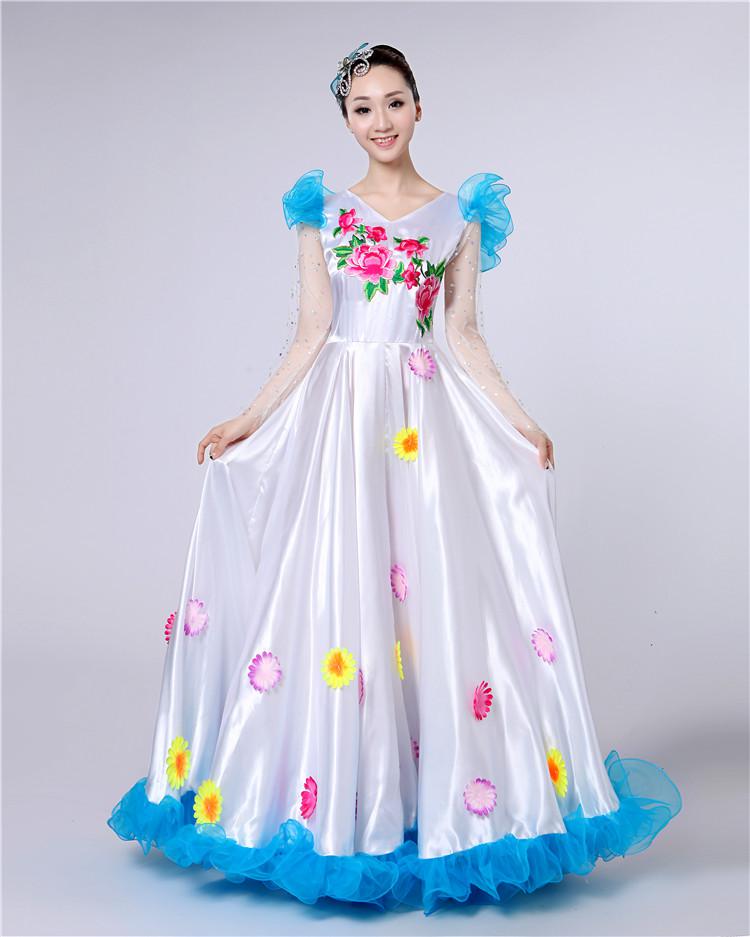 Brand Sales Ladies Dance Dress Opening Dance Costume Show Costumes Christian Dance Performance Dress Dress Dance Adult: White 360 degrees / S