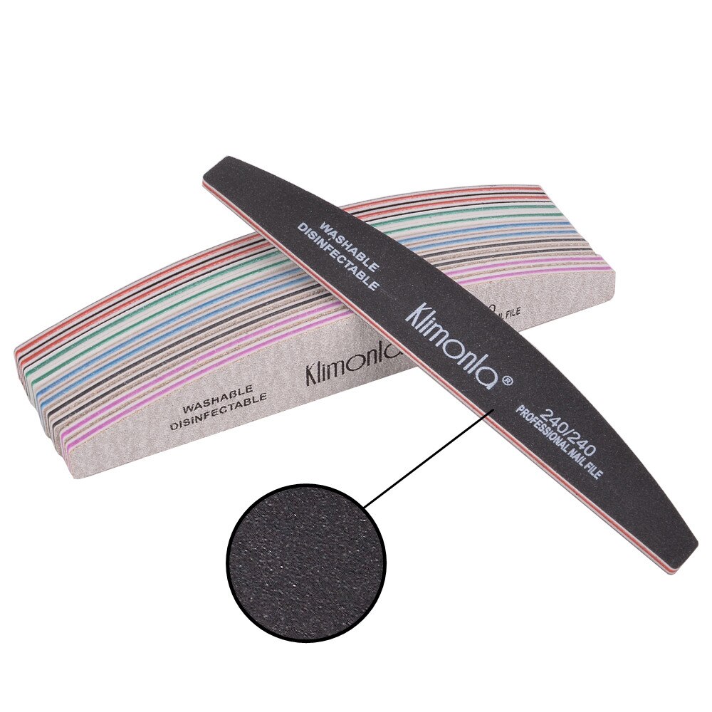 Lima de uñas , 80/100/150/180/240, lima de uñas de Gel de media luna, mezcla de colores, herramienta de belleza lavable para manicura y pedicura, 3 unids/lote: 240 grit