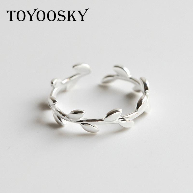 925 Sterling Silver Wedding Leaf Rings For Women Party Sterling Silver Jewelry Simple Hollow Leaves Open Ring