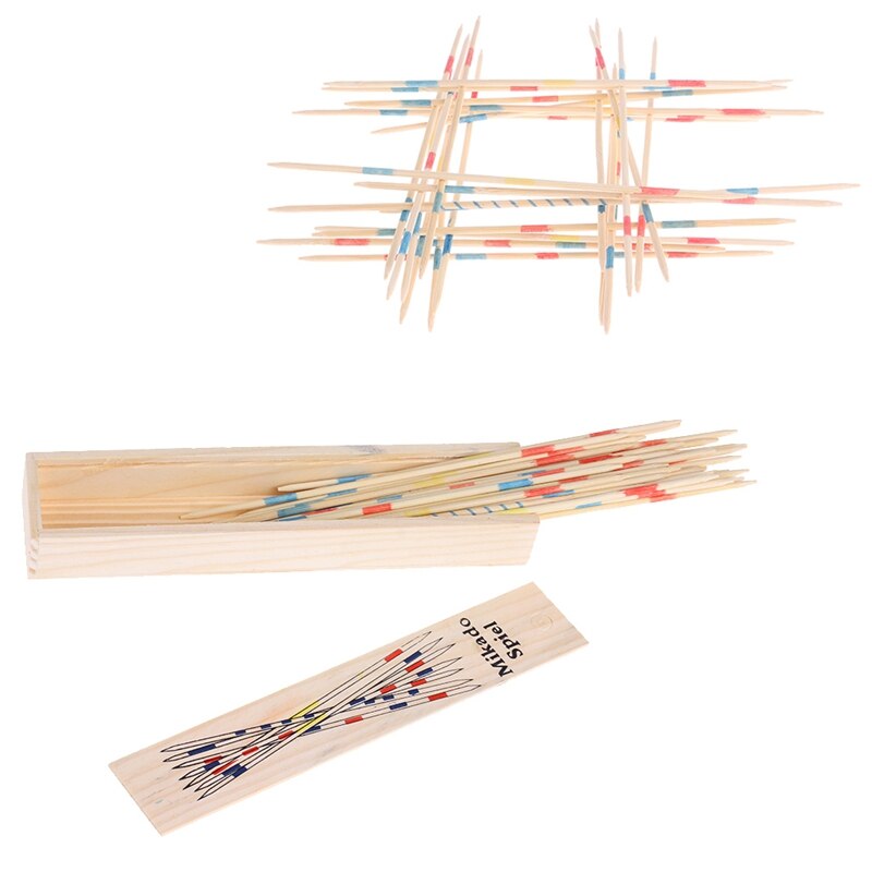 Traditional Mikado Spiel Wooden Pick Up Sticks Set Traditional Game With Box Toy E65D