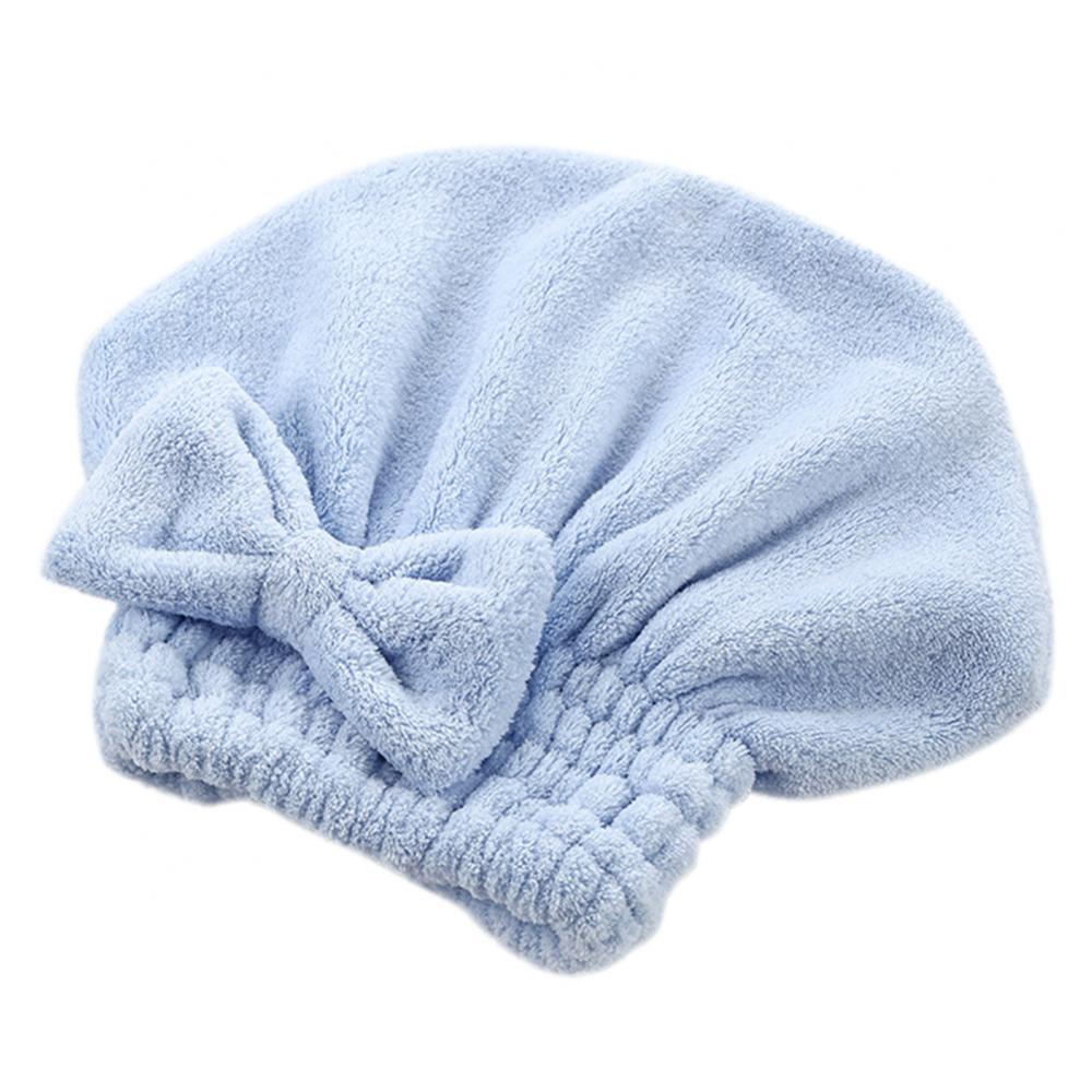 Coral Velvet Quick Dry Hair Hat Hair Drying Towel Super Absorbent Shower Head Wrap Towel Bath Cap Shower Hat: Blue