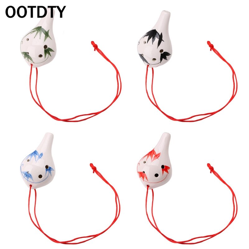 OOTDTY 6 Hole Ocarina Ceramic Alto AC Key Flute Musical Instrument