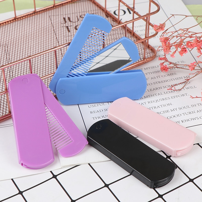 Brosse à cheveux pliable Portable avec miroir, sac à main Compact, peigne de voyage