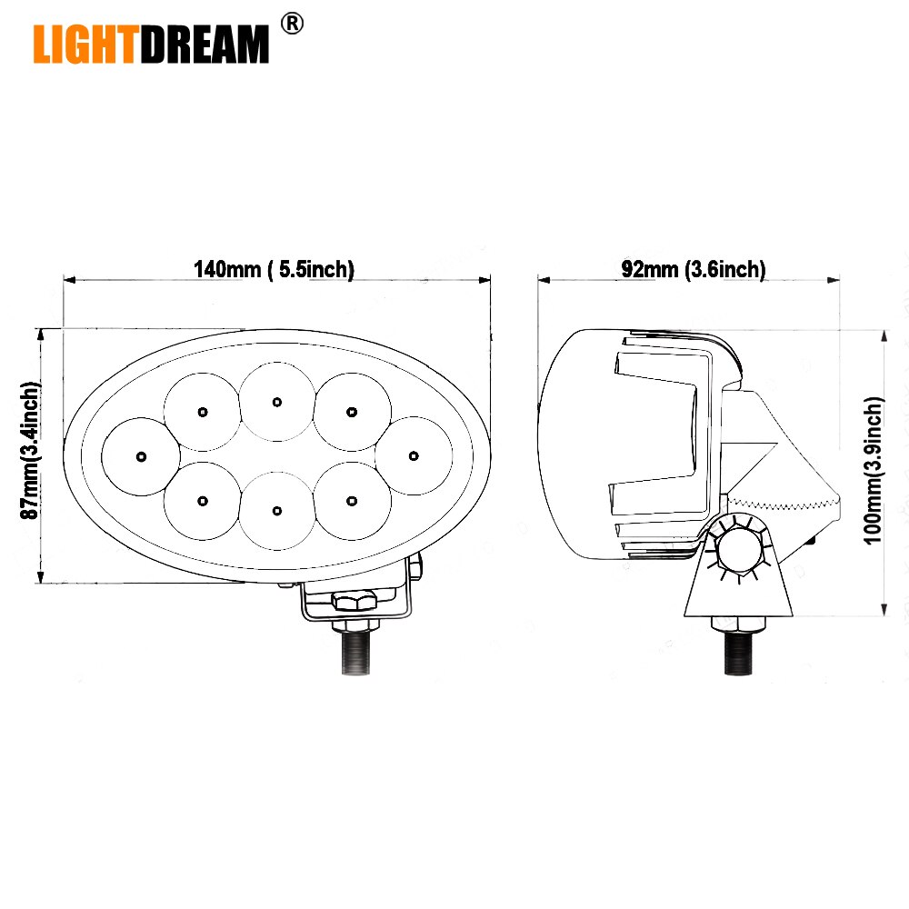 Ovale Led Werklampen 5.5 "Inch 40W Led Tractor Verlichting Voor Jcb John Deere Case Auto Offroad Suv atv Autolichten X1pc