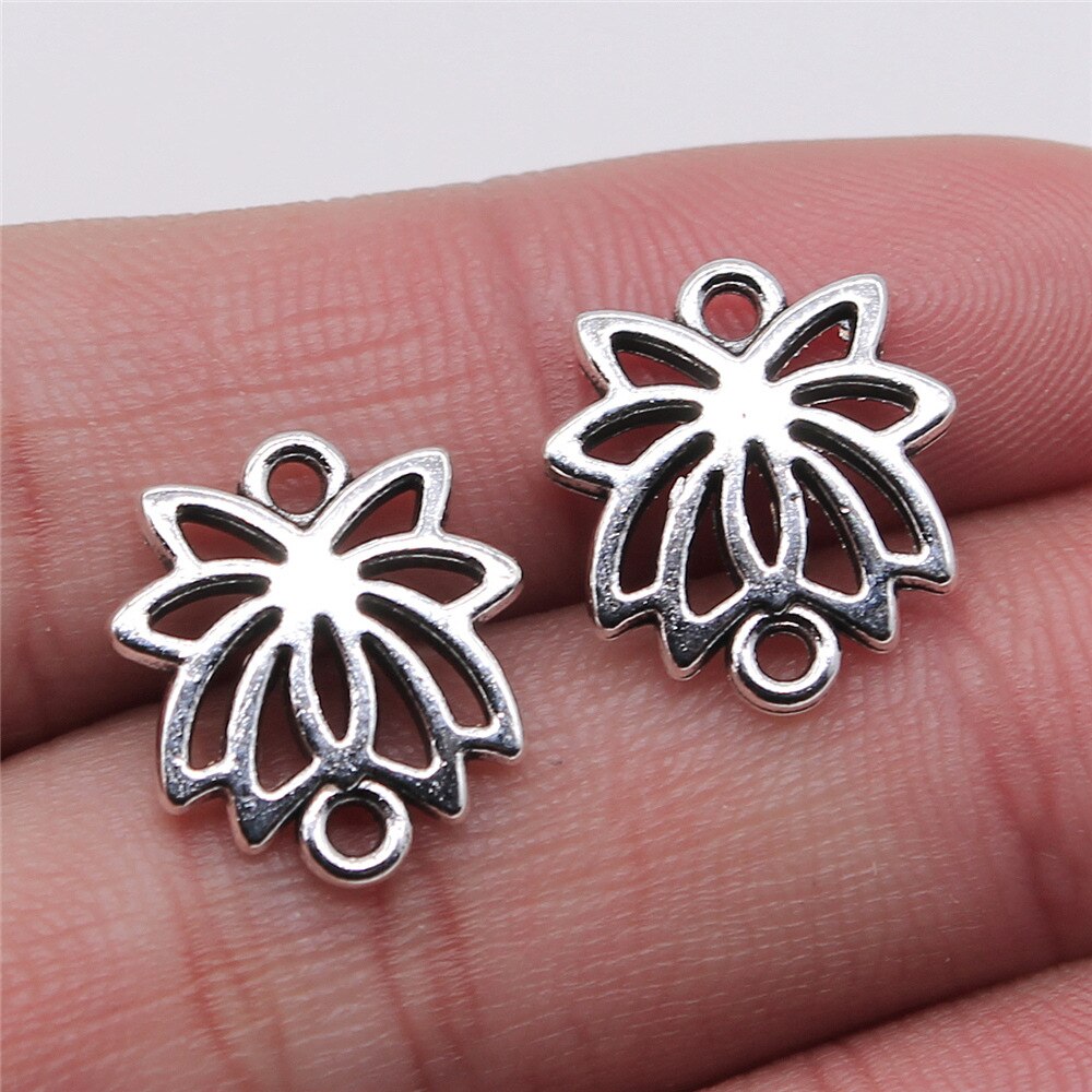 20 piezas cabeza de flor de loto meditación colgantes de Yoga para fabricación de joyería DIY artesanía hecha a mano: Zinc negro plateado