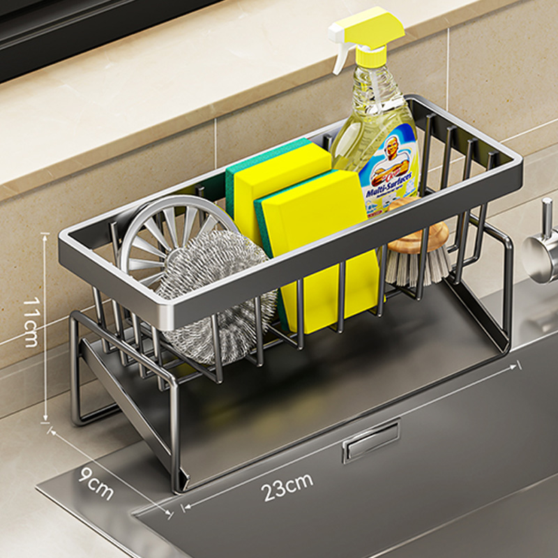 Estante de almacenamiento de Herramientas de limpieza de fregadero, escurridor multifuncional de cocina para esponja limpiadora, organizador, colgador de trapo: Rojo