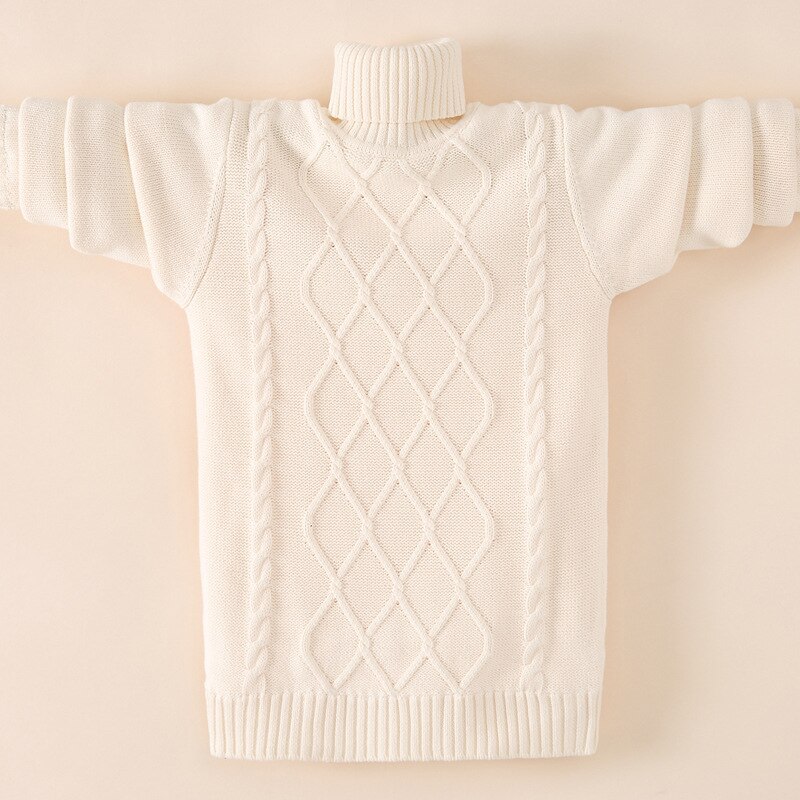 Barn pojkar tröja vår/höst vinter barn stickad tröja med turtleneck för tonårspojkar 6 8 10 12 14 16 år  tx271: Beige / 6