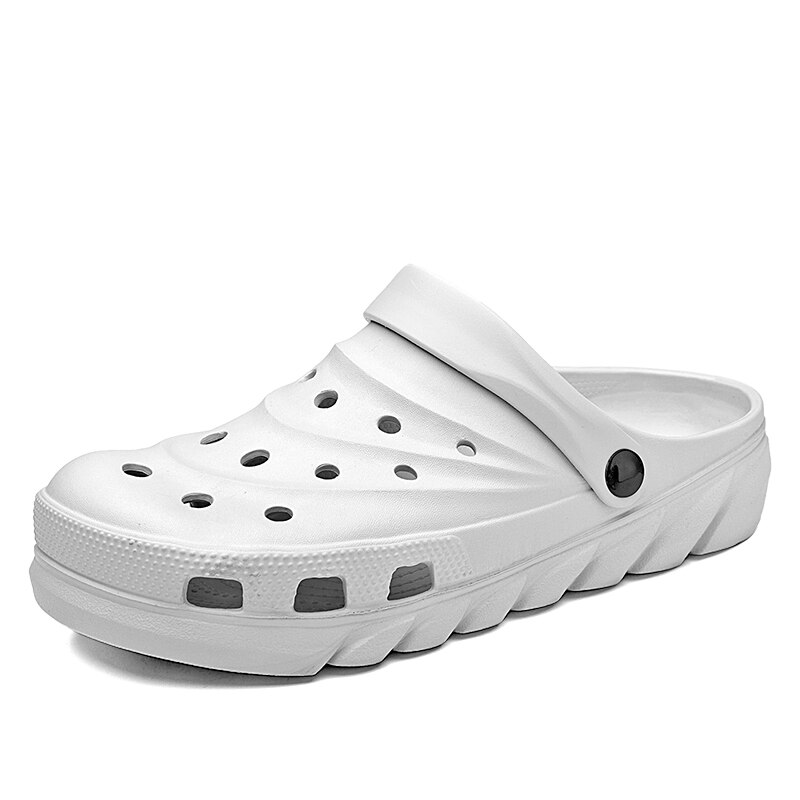 Crocks Men Sandals Shoes EVA Driving Hollow Crok Sandals Shoes For Men Summer Cro c Beach Zapatos Hombre: White / 45