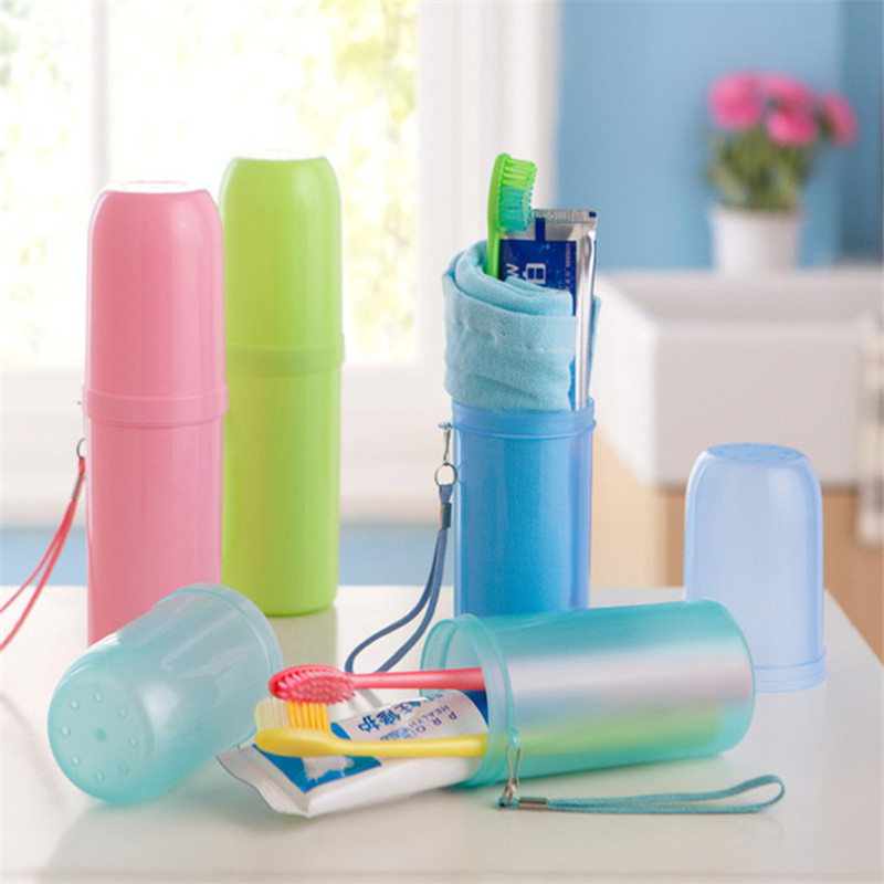 5 farver rejse bærbar plast tandbørsteholder udendørs camping hinking tandpasta håndklæde kop arrangør vask kop