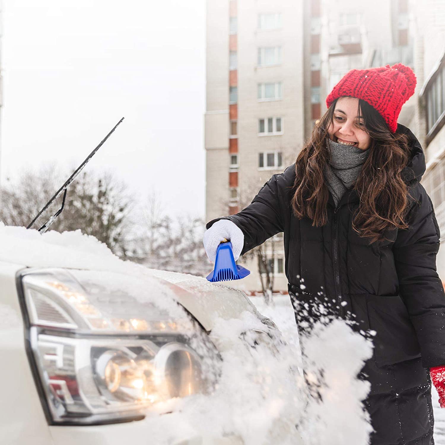 4-in-1 Car Ice Scraper Winter Multifunctional Snow Shovel For Car Auto SUV Windshield Cleaning Accessories 360° Durable