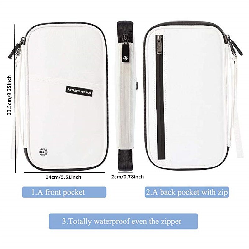 RFID Travel Passport Wallet Multi-Function Waterproof Family Passport Holder Trip Document Organizer Credit Card Package Purse