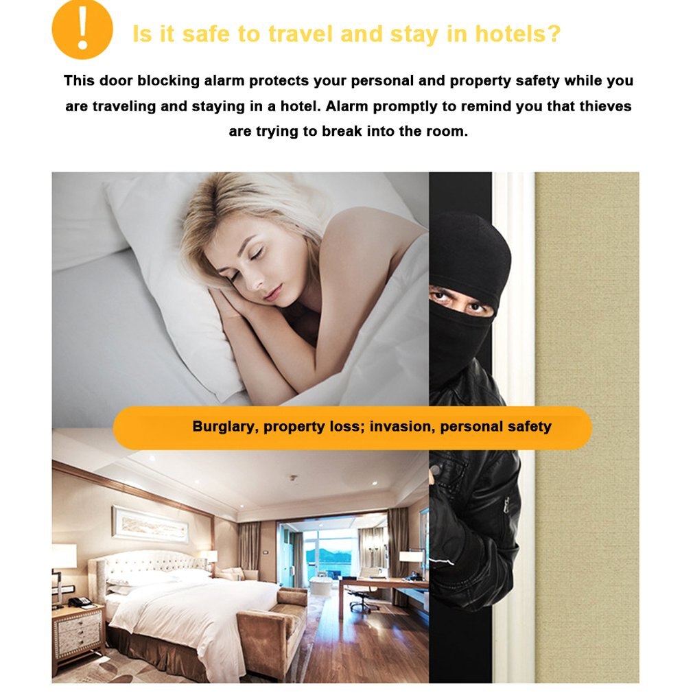 Alarma antirrobo para puerta del Hotel, Tope de puerta, alarma para el hogar, Tope de puerta