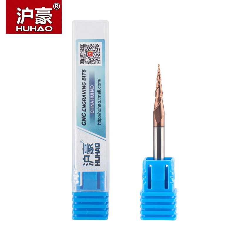 HUHAO 2pcs/lot HRC55 Tapered Ball Nose End Mill Tungsten Solid Carbide Coated CNC Milling Cutter D4-D10mm Engraving Bit