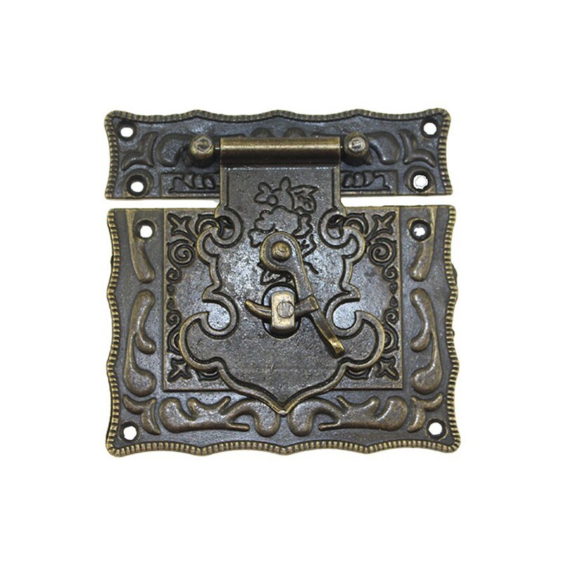 Antik messing trækasse hasp vintage stil dekorative smykkeskrin kuffert hasp låsekrog møbler spænde lås lås: L
