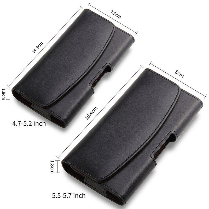 Universel étui de téléphone de luxe mince hanche ceinture pince couverture mobile sac étui noir gommage cuir pour huawei honor 10 couverture pour iPhone