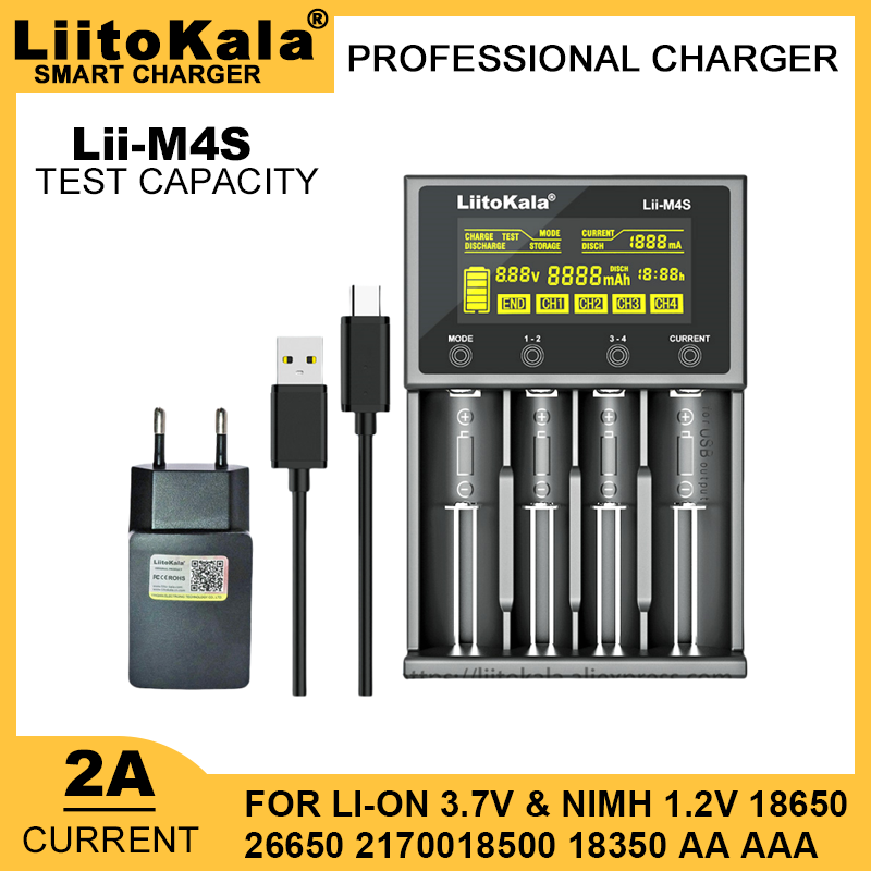 LiitoKala Lii-M4S 402 M4 18650 LCD Multifunctional Battery Charger For 3.7V 26650 21700 14500 Fast charging Smart Charger