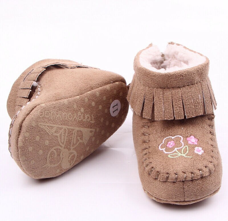 Nette Neugeborene Baby Mädchen Weichen Booties Winter Warm Schnee Stiefel Blume Sohle Schuhe 0-18M