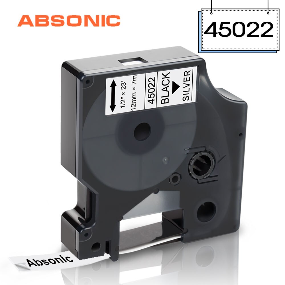 Absonic 1PCS 45014 Blue on White 12mm Label Tape Mixed Colors for DYMO D1 45013 Tapes for DYMO LabelManager 160 280 Label Maker: Black on Silver