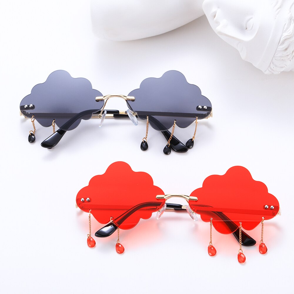 Randloze zonnebril voor dames, vintage wolken, kwastjes, steampunk zonnebril voor heren, frameloze punkbril,  uv400 oculos