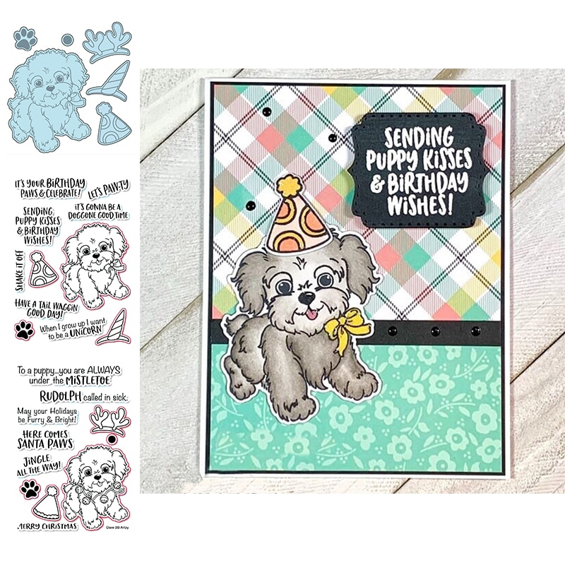Verzenden Puppy Kisses & Verjaardagswensen Stempels En Matrijzen Voor Diy Scrapbooking Kaarten Maken Matrijzen En Stempels Reliëf Ambachten kaarten