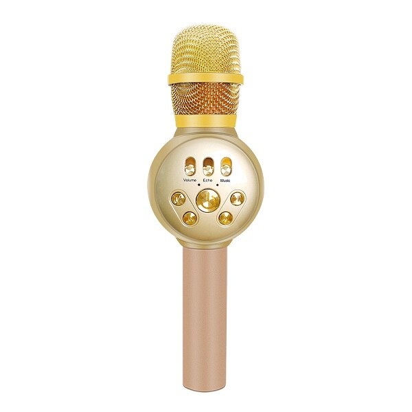 WS858 mise à niveau Microphone karaoké sans fil Bluetooth avec changement de lumière: Gold