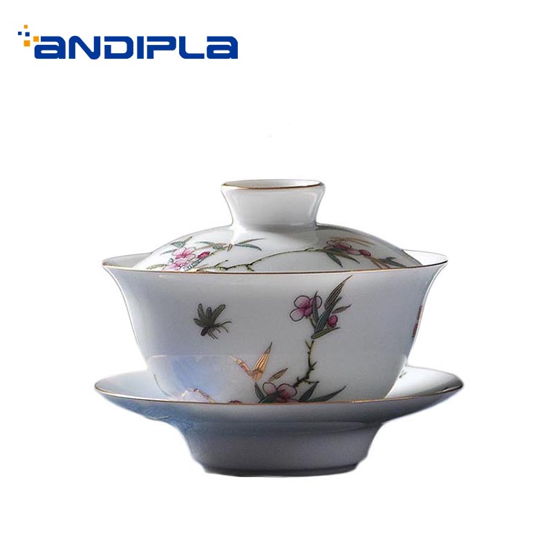 150ml gaiwan keramische porseleinen theepot met ondiep reliëfpatroon, drinkgerei, theeservies, theeceremonie, meesterlijke theekom met deksel, schotelset