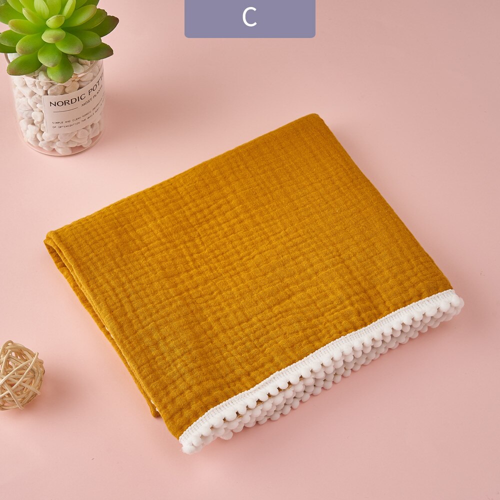 Elinfantile 1 pièces 100% coton 80*65 Cm bébé boule gland couverture garçons et filles coton gaze serviette de bain bébé lange d'emmaillotage serviette: C-baby bath towel