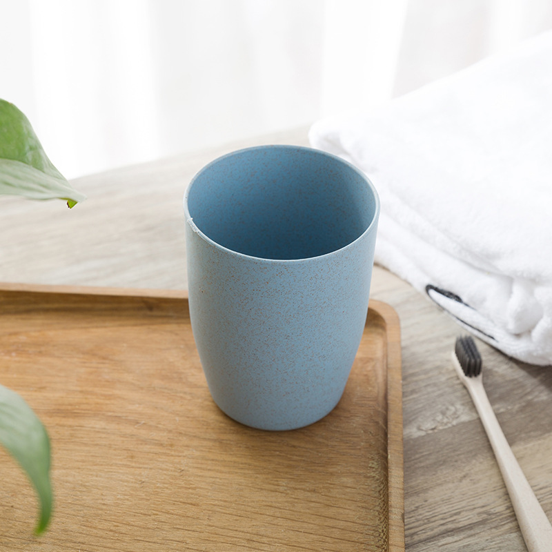 Vasos de baño de paja de trigo ambiental, enjuague bucal , cepillo de dientes, cepillo de dientes, taza de agua, taza de lavado: Wheat straw - Blue