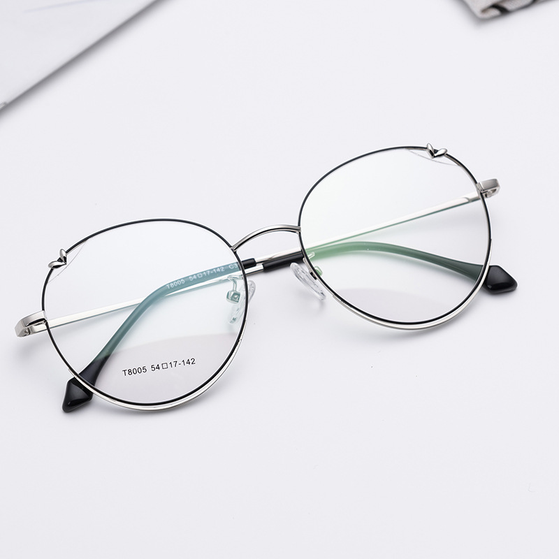 Gafas ópticas metálicas Vintage Imwete, montura de gafas para hombres y mujeres, monturas de gafas con forma de corazón para mujer, gafas transparentes para Miopía: Black Silver