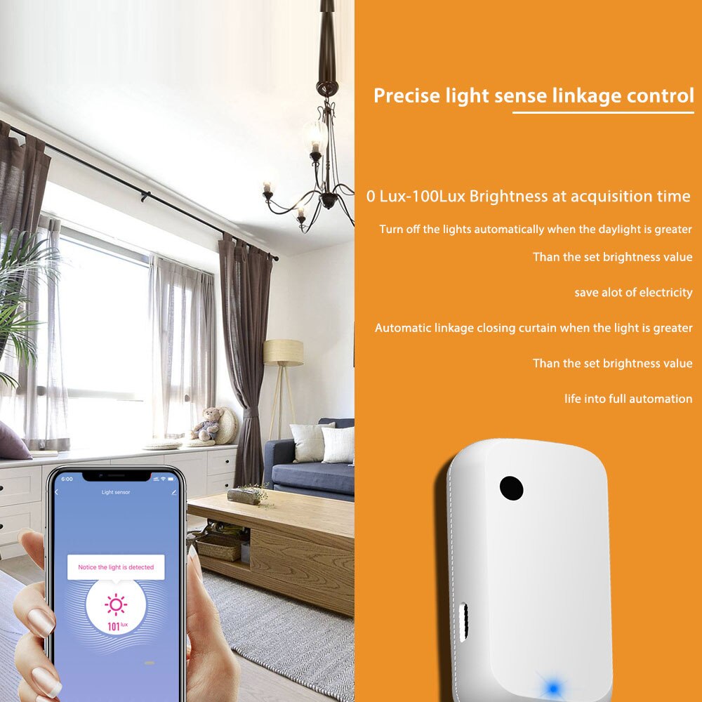 Tuya ZigBee WiFi Light Sensor Intelligent Home Illumination Sensor Linkage Control Brightness Sensor Work with Tuya Device