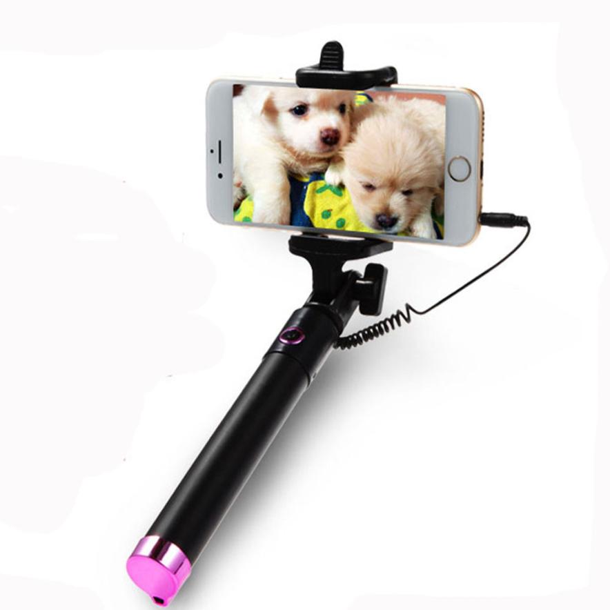 Draagbare Uitschuifbare Monopod Zelf Pole Handheld Wired Selfie Stick Voor iPhone Voor Smartphone ma12