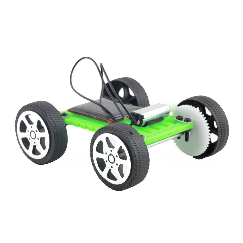 1Pcs Children Educational Puzzle IQ Gadget Mini Solar Toy DIY Car Hobby Robot Best Birthday For Children Boys Green