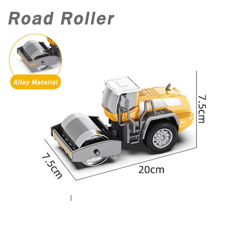 Ingegneria della lega Bulldozer gru costruzione camion RC Tower Designer per ragazzi gioca escavatore veicoli auto Set giocattoli per bambini: Road Roller (no box)