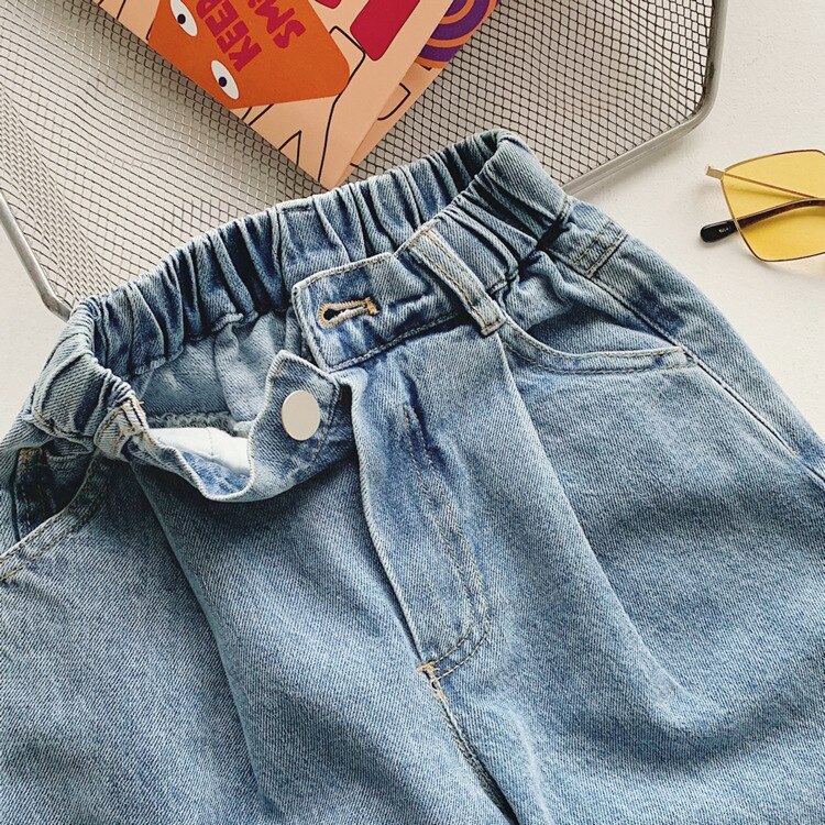 Zomer Koreaanse Stijl Peuters Kids Wijde Broek Losse Zachte Kinderen Rechte Denim Broek Baby Meisjes Casual jeans