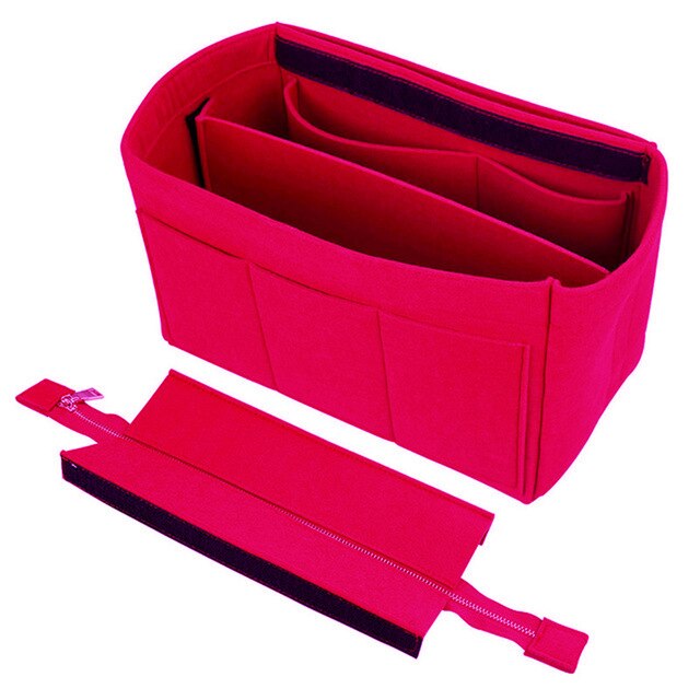 Toilettas voor meisjes, make-uptas van vilt, organizer voor dames, vilten inlegtas voor handtas, multifunctionele reistas voor cosmetica: Rozenrood