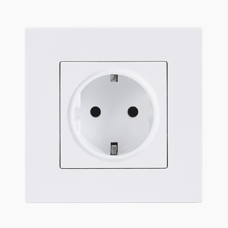 1PC Wall Socket Power Charger Adapter 16A Standard French EU Plug Outlet Crystal Panel White Charger Plates Safety Protect Plug: White