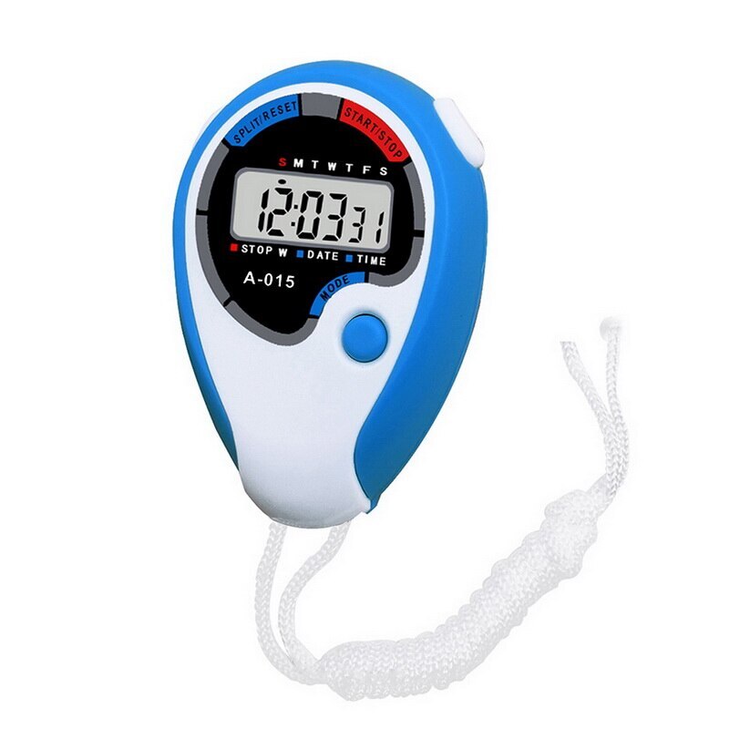 Multifunctional track and field competition stopwatch referee training running fitness student timer electronic stop watch: white dark blue