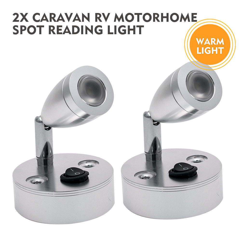 2x12 V Reading Warm Licht LED Spot Wandlamp LED Leeslamp 3W Schakelaar Voor Camper van caravan Boot 3000K