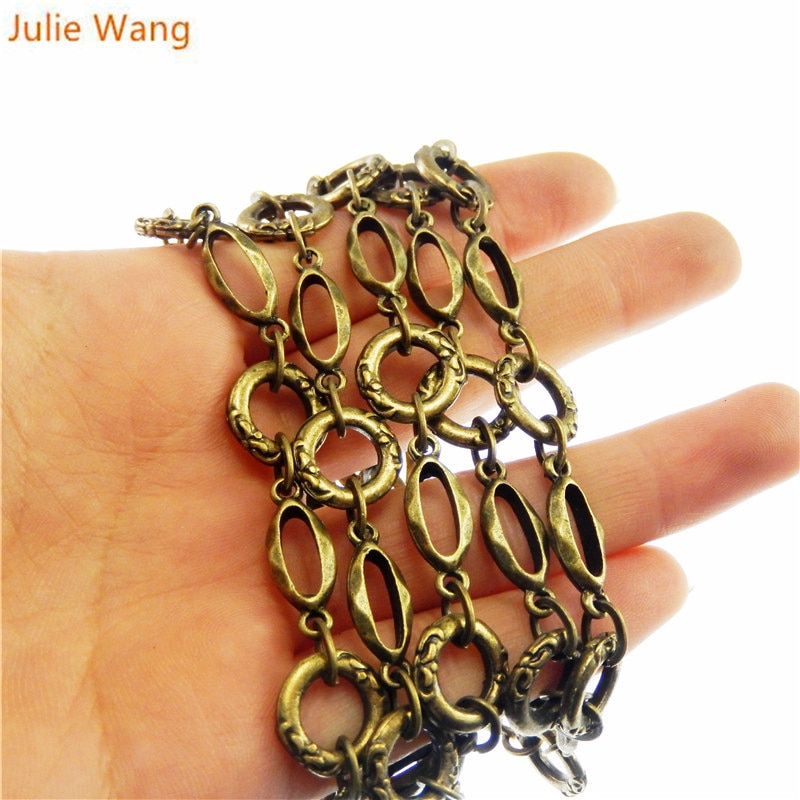 Julie Wang 1 Meter/pack Antiek Brons Vintage Metal Link Ketting Voor Ketting Armband Vrouwen Versieren Sieraden Maken Accessoire