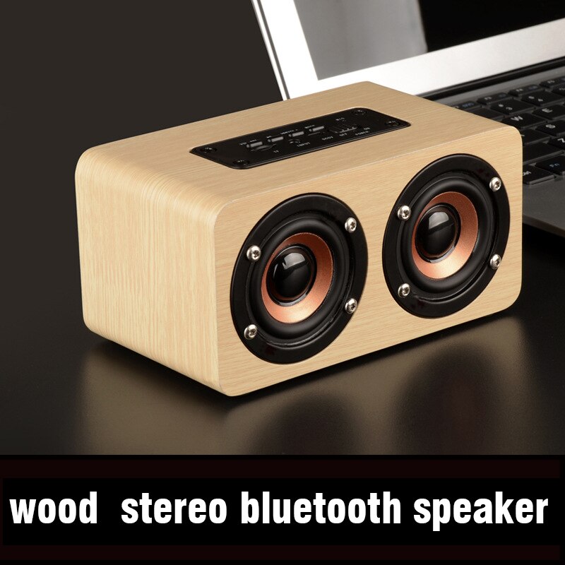 Fijn hout Bluetooth speaker stereo hyper bass high fidelity HiFi effect frequentie dubbele luidspreker Bluetooth stage galm